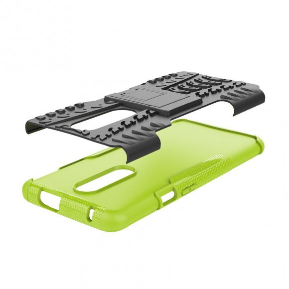 Чехол Hybrid Armor для OnePlus 7 Pro (черный + зеленый)