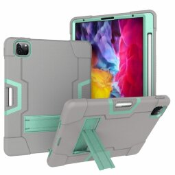 Гибридный TPU чехол для iPad Pro 11 (2022, 2021, 2020) (серый + зеленый)
