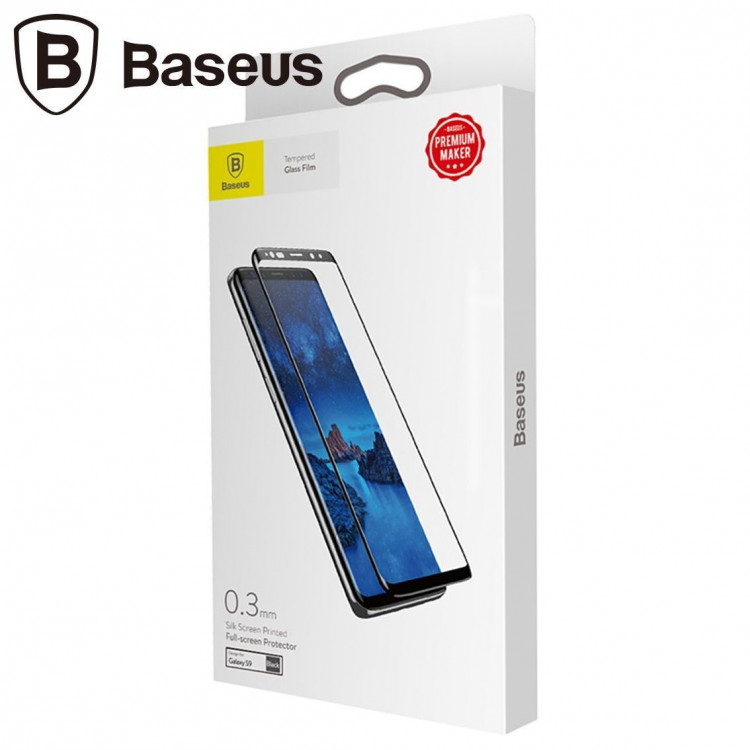 Защитное стекло Baseus 3D для Samsung Galaxy S9 Plus (черный)