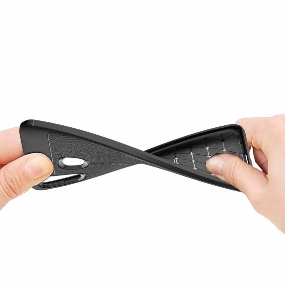 Чехол-накладка Litchi Grain для Samsung Galaxy A30 / Galaxy A20 (темно-синий)