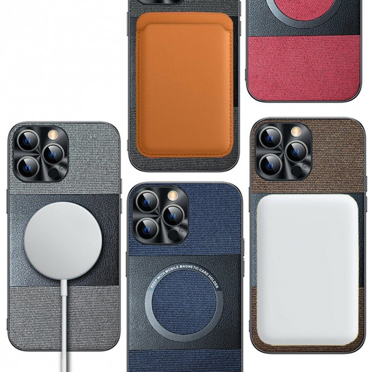 Тканевый чехол Electroplated MagSafe для iPhone 14 Plus (серый)