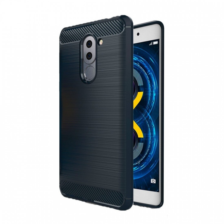 Чехол-накладка Carbon Fibre для Huawei Honor 6x 2016 (темно-синий)