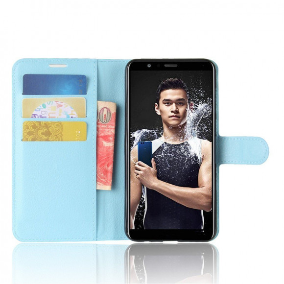 Чехол с визитницей для Huawei Honor 7X (голубой)