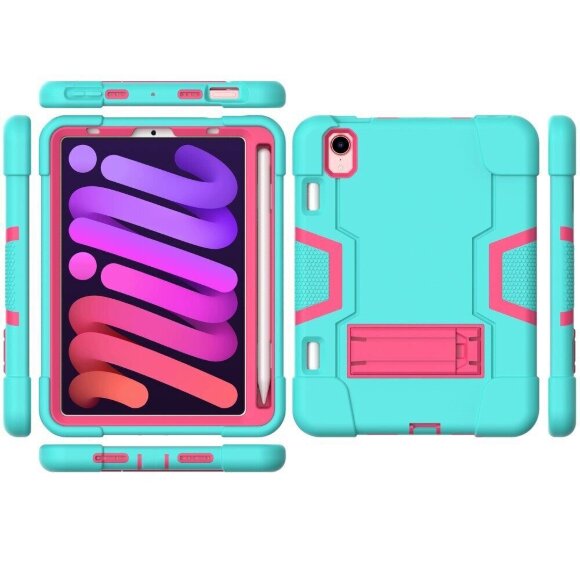 Гибридный TPU чехол для Apple iPad mini 6 (зеленый + розовый) Гибридный TPU чехол для Apple iPad mini 6 (зеленый + розовый)