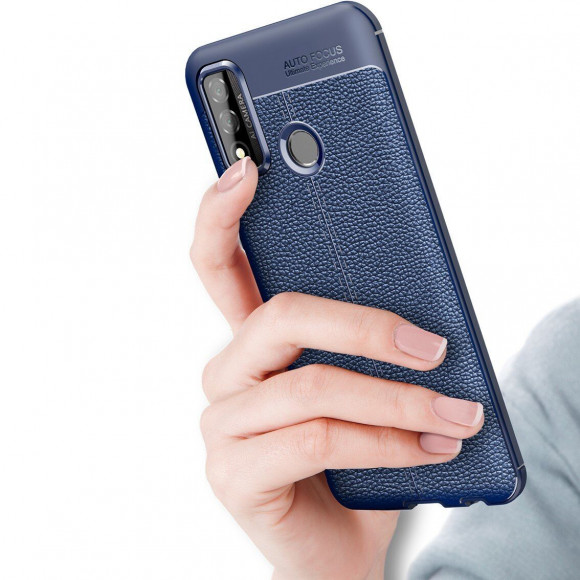 Чехол-накладка Litchi Grain для Huawei P smart 2020 (темно-синий)