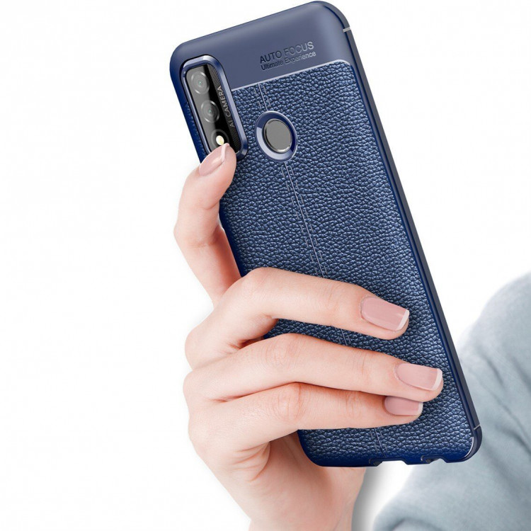 Чехол-накладка Litchi Grain для Huawei P smart 2020 (темно-синий)