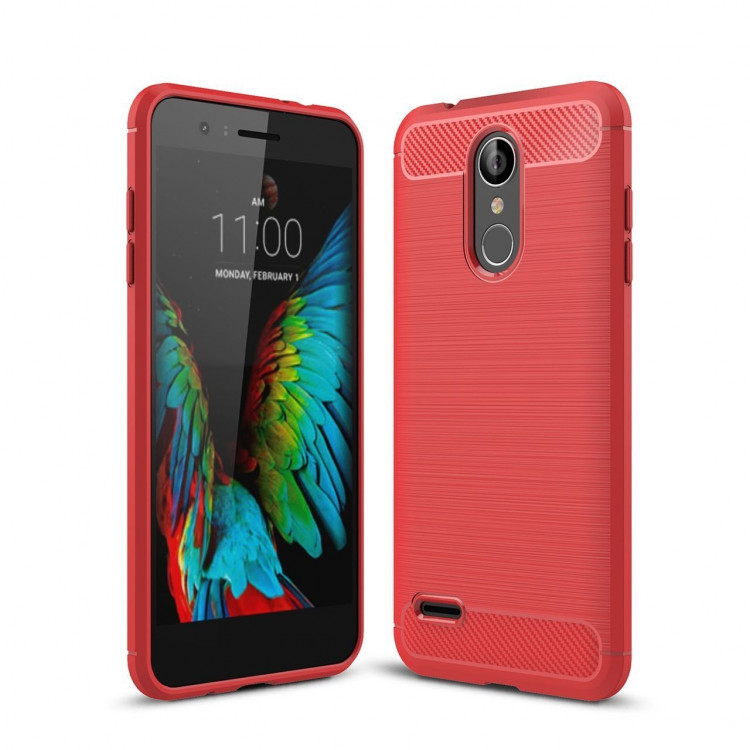 Чехол-накладка Carbon Fibre для LG K8 (2018) / K9 (красный)