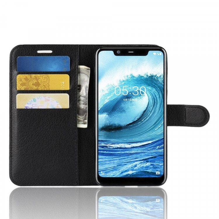 Чехол с визитницей для Nokia 5.1 Plus / Nokia X5 (черный)