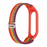 Ремешок Альпийская петля для Xiaomi Mi Band 7 / Mi Band 6 / Mi Band 5 / Mi Band 4 / Mi Band 3 (красный + радужный)
