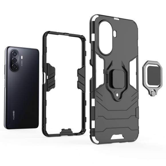 Чехол Armor Ring Holder для HUAWEI Nova Y70 / Nova Y70 Plus (черный) Чехол Armor Ring Holder для HUAWEI Nova Y70 / Nova Y70 Plus (черный)