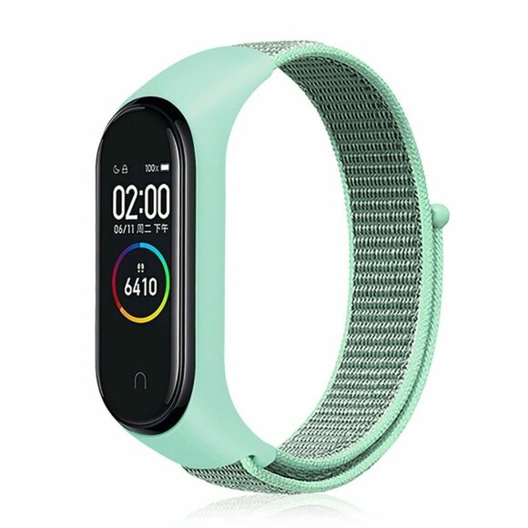 Нейлоновый ремешок для Xiaomi Mi Band 6 / Mi Band 5 / Mi Band 4 / Mi Band 3 (серо-зеленый)