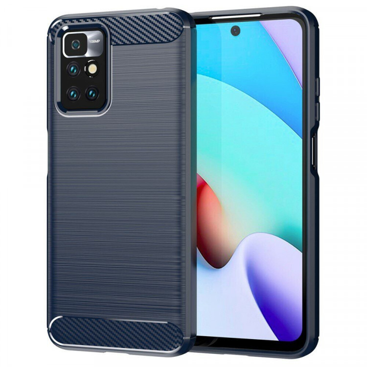 Чехол-накладка Carbon Fibre для Xiaomi Redmi 10 / Redmi 10 2022 (темно-синий)