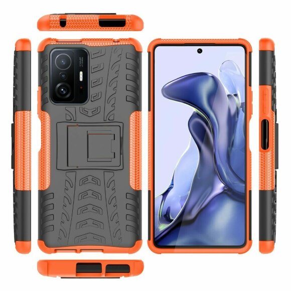 Чехол Hybrid Armor для Xiaomi 11T / Xiaomi 11T Pro (черный + оранжевый) Чехол Hybrid Armor для Xiaomi 11T / Xiaomi 11T Pro (черный + оранжевый)