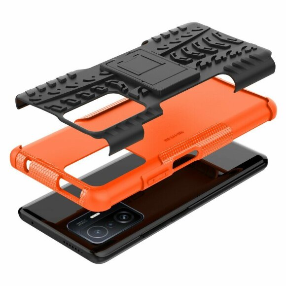 Чехол Hybrid Armor для Xiaomi 11T / Xiaomi 11T Pro (черный + оранжевый) Чехол Hybrid Armor для Xiaomi 11T / Xiaomi 11T Pro (черный + оранжевый)