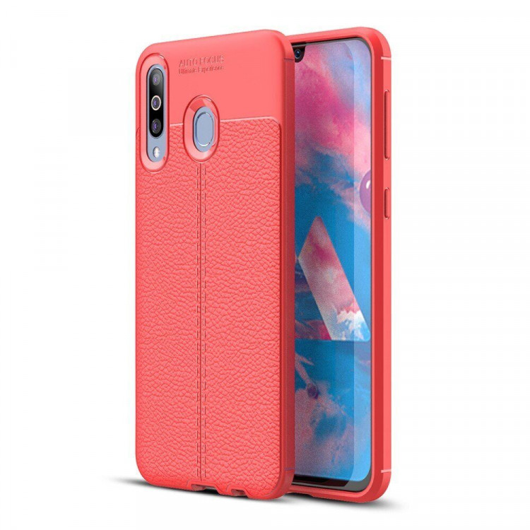 Чехол-накладка Litchi Grain для Samsung Galaxy M30 / Galaxy A40s (красный)