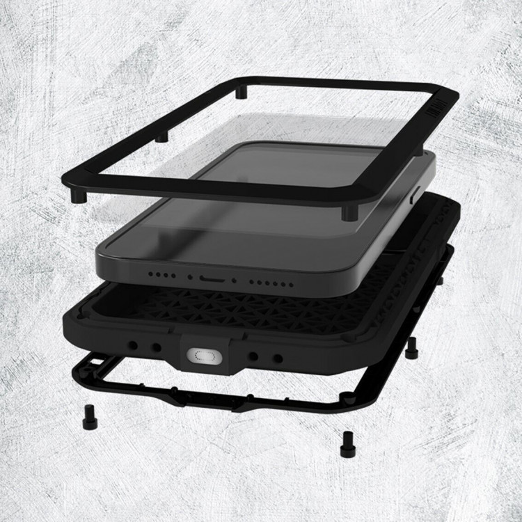 Гибридный чехол LOVE MEI для iPhone 14 Plus (черный)