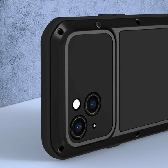 Гибридный чехол LOVE MEI для iPhone 14 Plus (черный)