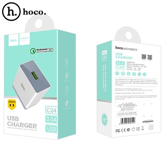 Зарядное устройство Quick Charge HOCO C24 USB QC3.0