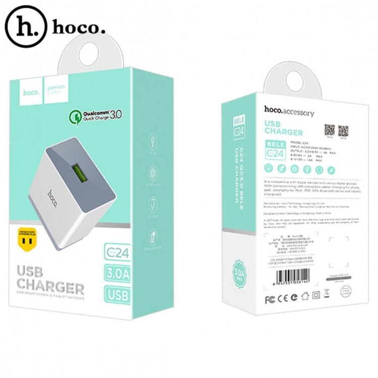 Зарядное устройство Quick Charge HOCO C24 USB QC3.0