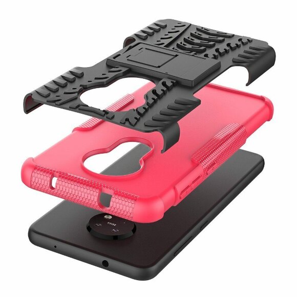 Чехол Hybrid Armor для Nokia 7.2 / Nokia 6.2 (черный + розовый)