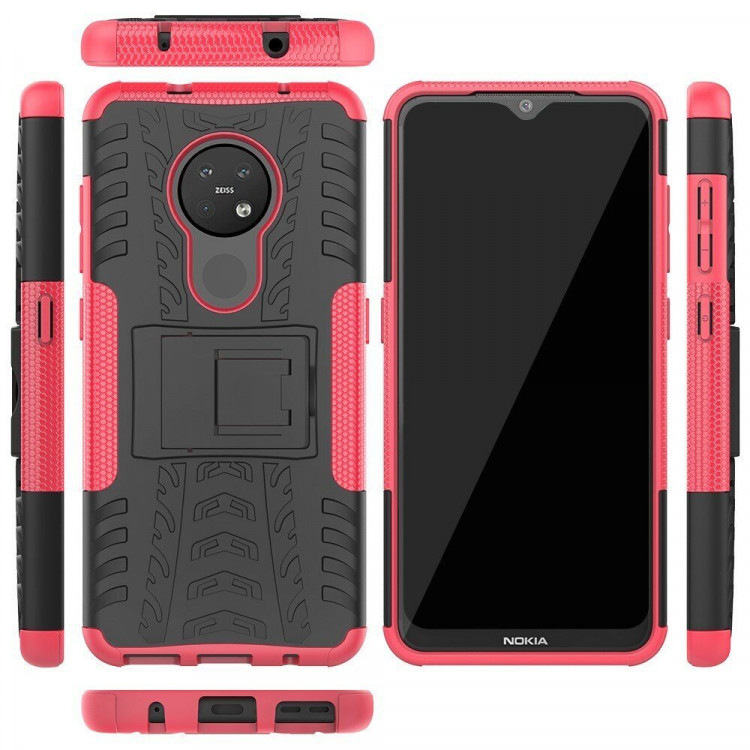 Чехол Hybrid Armor для Nokia 7.2 / Nokia 6.2 (черный + розовый)