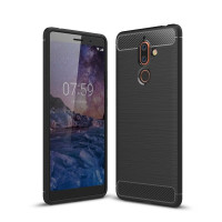 Чехол-накладка Carbon Fibre для Nokia 7 Plus (черный)