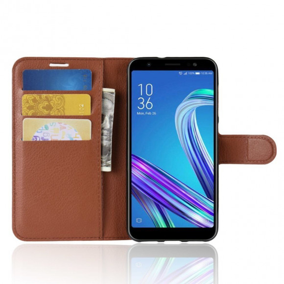 Чехол с визитницей для Asus ZenFone Max (M1) ZB555KL (коричневый)