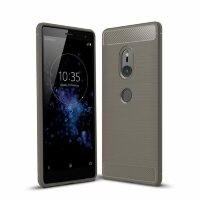 Чехол-накладка Carbon Fibre для Sony Xperia XZ2 (серый)