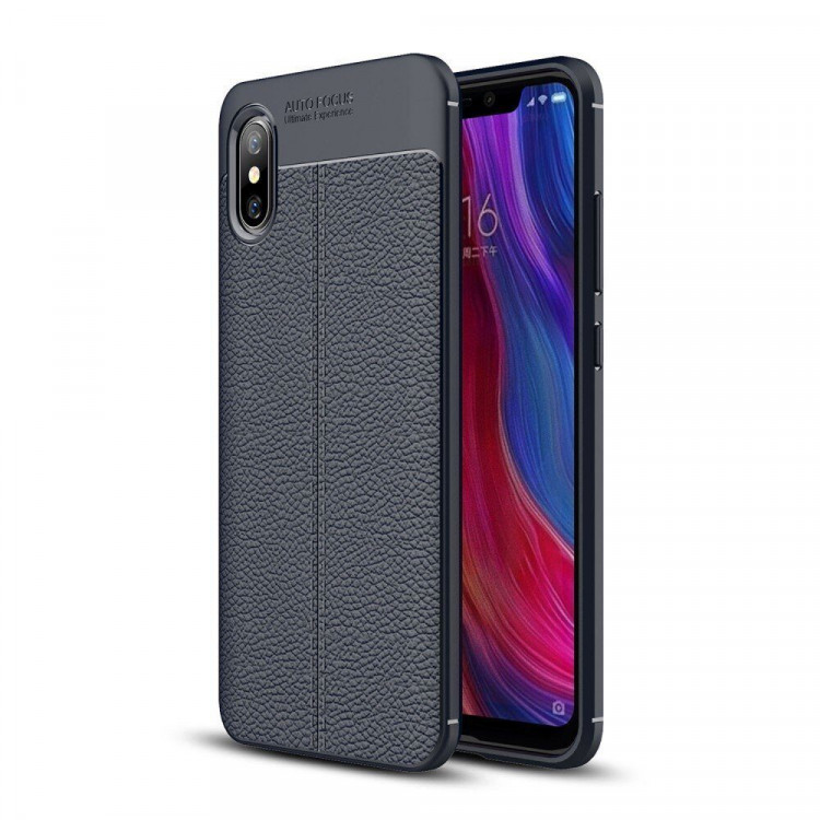 Чехол-накладка Litchi Grain для Xiaomi Mi 8 Pro / Mi 8 Explorer Edition (темно-синий)