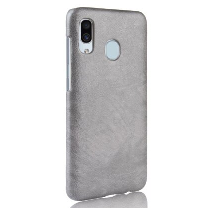 Кожаная накладка-чехол для Samsung Galaxy A30 / A20 (серый)