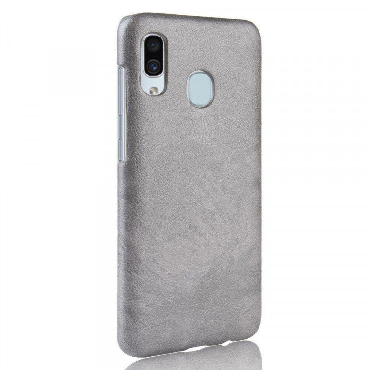Кожаная накладка-чехол для Samsung Galaxy A30 / A20 (серый)