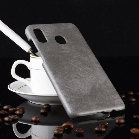 Кожаная накладка-чехол для Samsung Galaxy A30 / A20 (серый) Кожаная накладка-чехол для Samsung Galaxy A30 / A20 (серый)