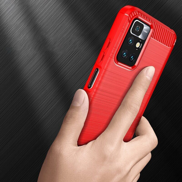 Чехол-накладка Carbon Fibre для Xiaomi Redmi 10 / Redmi 10 2022 (красный)