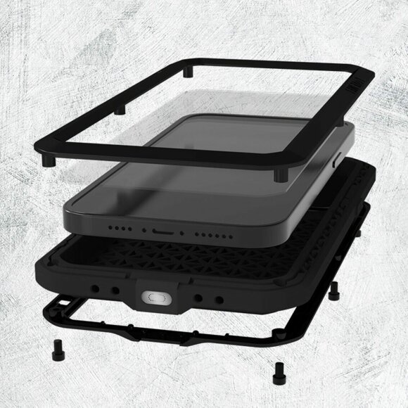 Гибридный чехол LOVE MEI для iPhone 14 Pro (темно-зеленый)