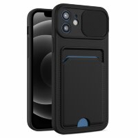 Чехол с отделением для карт и защитой камеры для iPhone 12 Pro (черный)