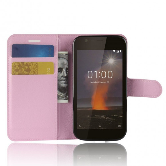 Чехол с визитницей для Nokia 1 (розовый) Чехол с визитницей для Nokia 1 (розовый)