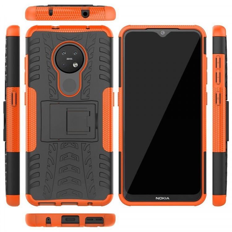 Чехол Hybrid Armor для Nokia 7.2 / Nokia 6.2 (черный + оранжевый)