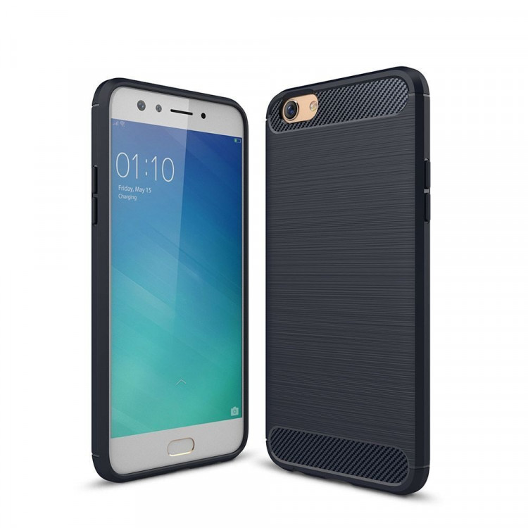 Чехол-накладка Carbon Fibre для OPPO A77 (темно-синий)