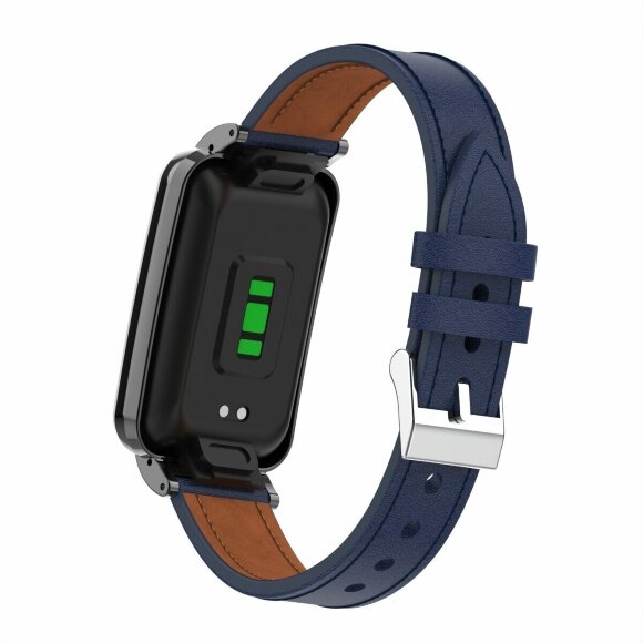 Кожаный ремешок для Xiaomi Smart Band 7 Pro (темно-синий)