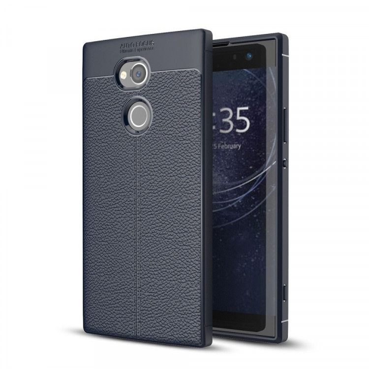 Чехол-накладка Litchi Grain для Sony Xperia XA2 Ultra (темно-синий)