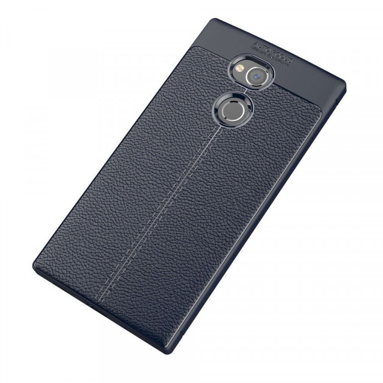 Чехол-накладка Litchi Grain для Sony Xperia XA2 Ultra (темно-синий)