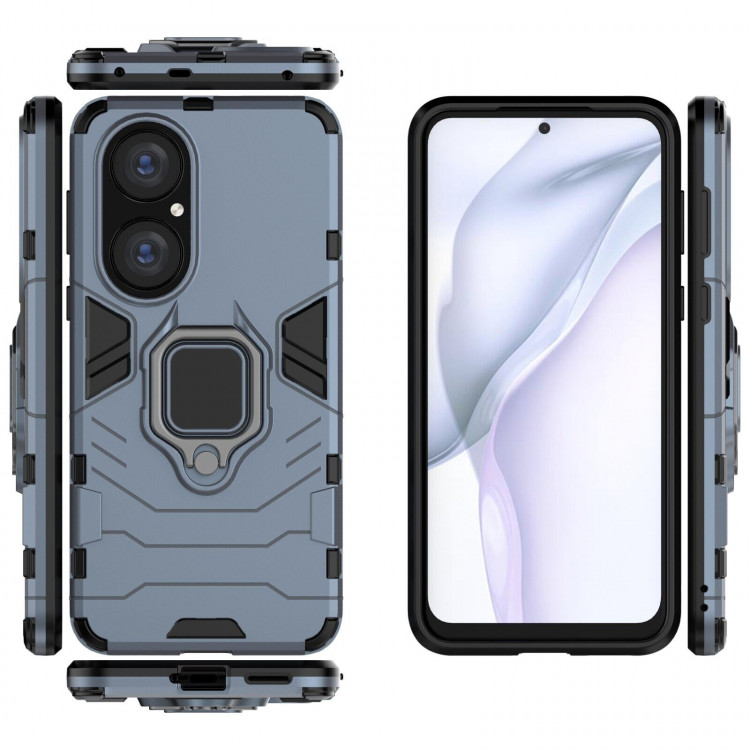 Чехол Armor Ring Holder для HUAWEI P50 (темно-синий)