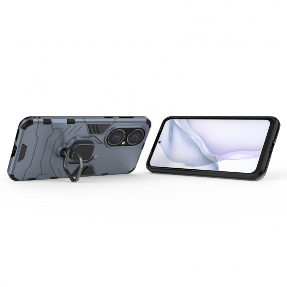 Чехол Armor Ring Holder для HUAWEI P50 (темно-синий)