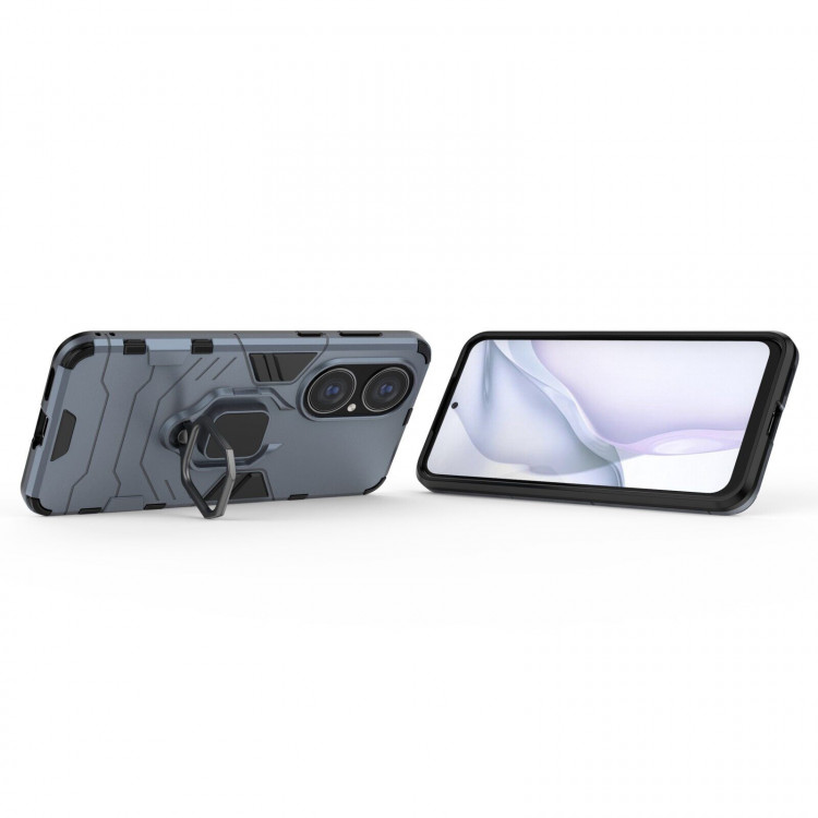 Чехол Armor Ring Holder для HUAWEI P50 (темно-синий)