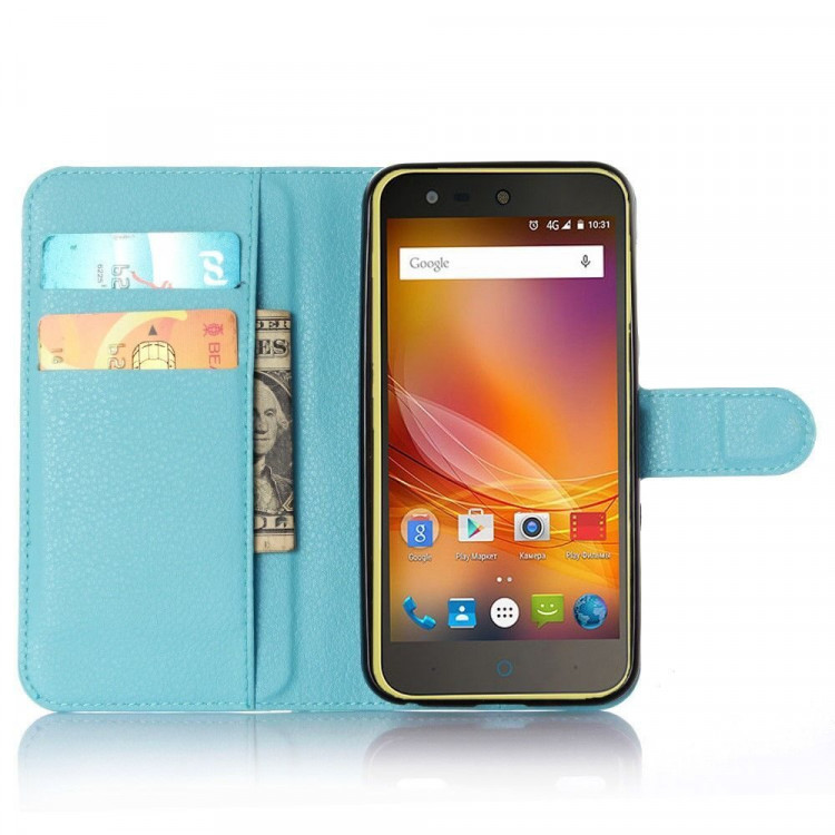 Чехол с визитницей для ZTE Blade X5 (голубой)