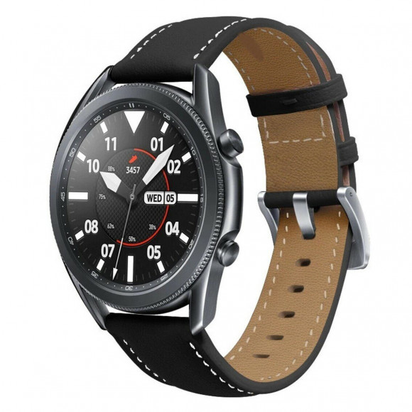 Кожаный ремешок для часов 22мм (черный) Кожаный ремешок для часов 22мм (черный)