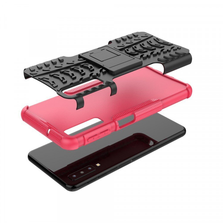 Чехол Hybrid Armor для Samsung Galaxy A7 (2018) (черный + розовый)