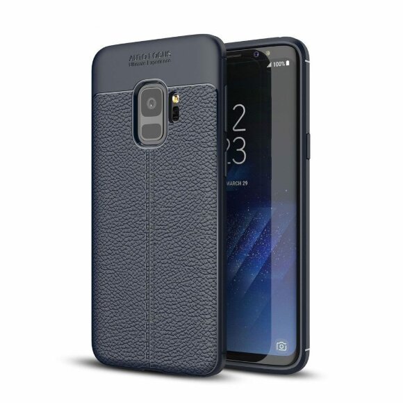 Чехол-накладка Litchi Grain для Samsung Galaxy S9 (темно-синий)