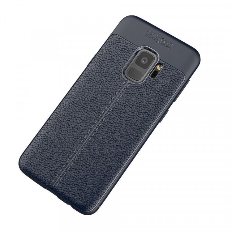 Чехол-накладка Litchi Grain для Samsung Galaxy S9 (темно-синий)