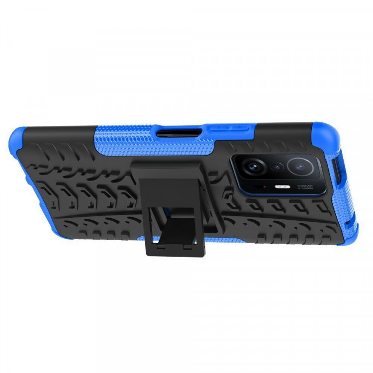 Чехол Hybrid Armor для Xiaomi 11T / Xiaomi 11T Pro (черный + голубой)